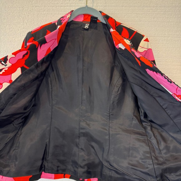 G Essentials Women's Floral Print Blazer‎ Jacket Red Pink Black - Picture 9 of 9